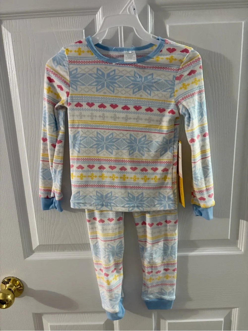 Kids Long Sleeve Blue Fair Isle Pajama Set